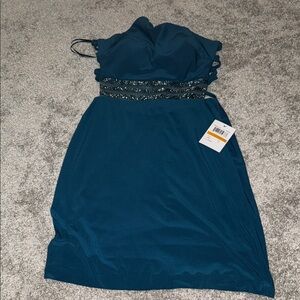 Elegant Teal Strapless Dress